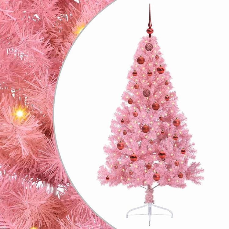 VidaXL künstlicher, beleuchteter Weihnachtsbaum mit 150 LEDs, rosa, 150 cm PVC