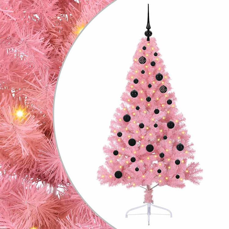 VidaXL künstlicher, beleuchteter Weihnachtsbaum mit 150 LEDs, rosa, 150 cm PVC