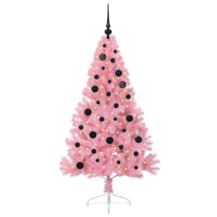 VidaXL künstlicher, beleuchteter Weihnachtsbaum mit 150 LEDs, rosa, 150 cm PVC