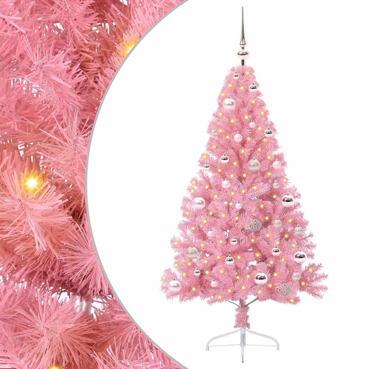 VidaXL künstlicher, beleuchteter Weihnachtsbaum mit 150 LEDs, rosa, 150 cm PVC
