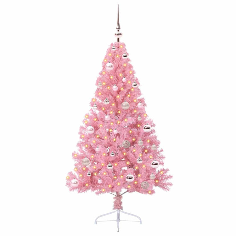 VidaXL künstlicher, beleuchteter Weihnachtsbaum mit 150 LEDs, rosa, 150 cm PVC