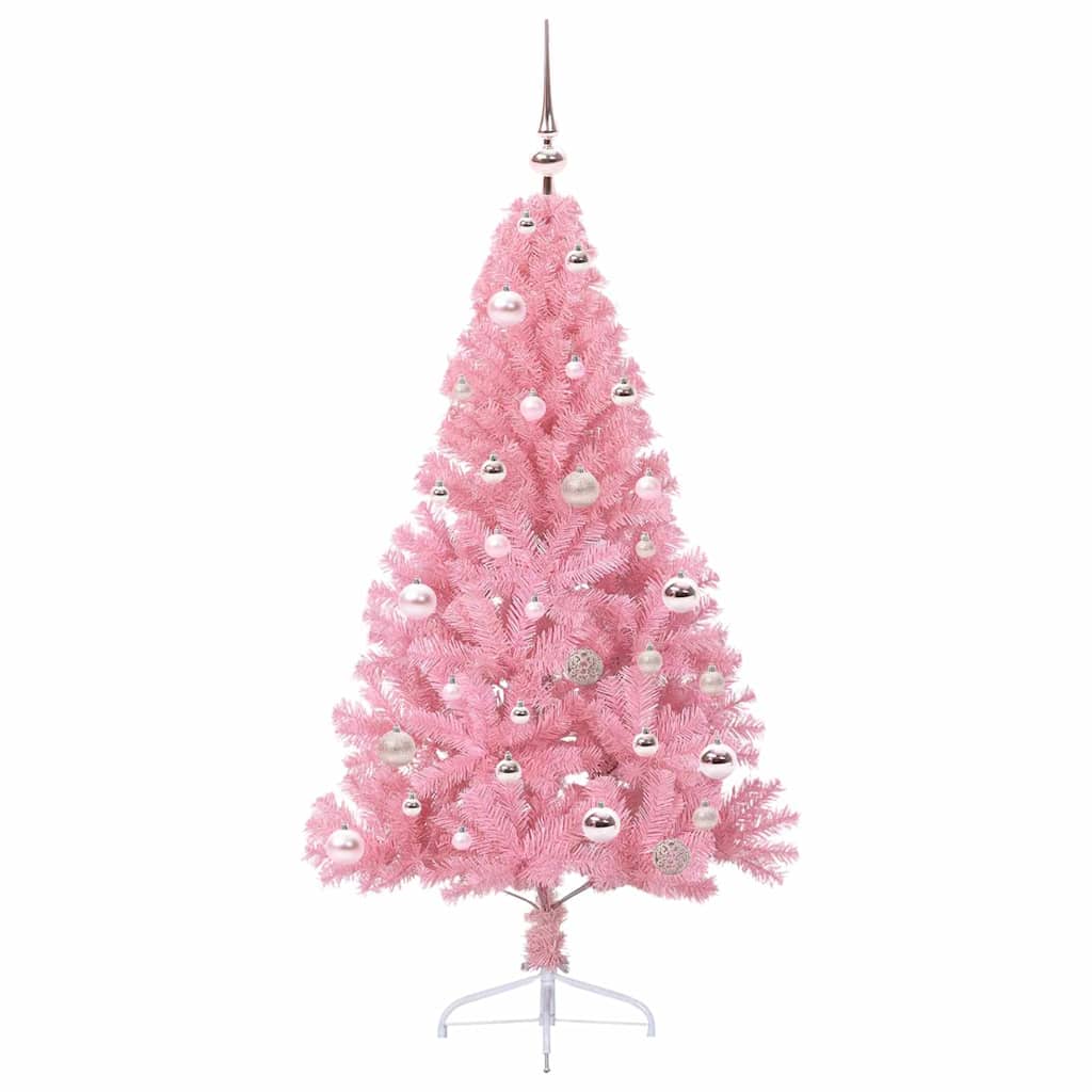 VidaXL künstlicher, beleuchteter Weihnachtsbaum mit 150 LEDs, rosa, 150 cm PVC