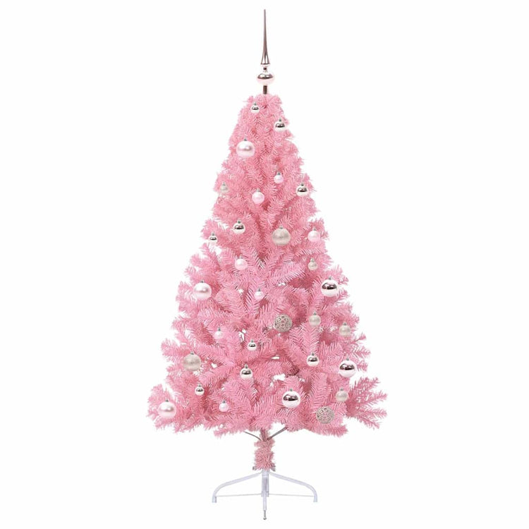 VidaXL künstlicher, beleuchteter Weihnachtsbaum mit 150 LEDs, rosa, 150 cm PVC