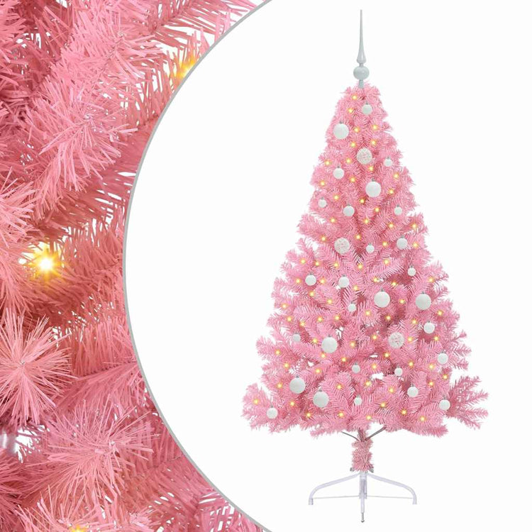 VidaXL künstlicher, beleuchteter Weihnachtsbaum mit 150 LEDs, rosa, 150 cm PVC
