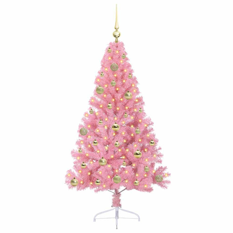 VidaXL künstlicher, beleuchteter Weihnachtsbaum mit 150 LEDs, rosa, 150 cm PVC