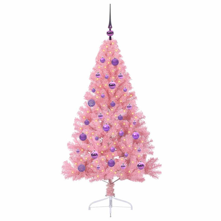 VidaXL künstlicher, beleuchteter Weihnachtsbaum mit 150 LEDs, rosa, 150 cm PVC