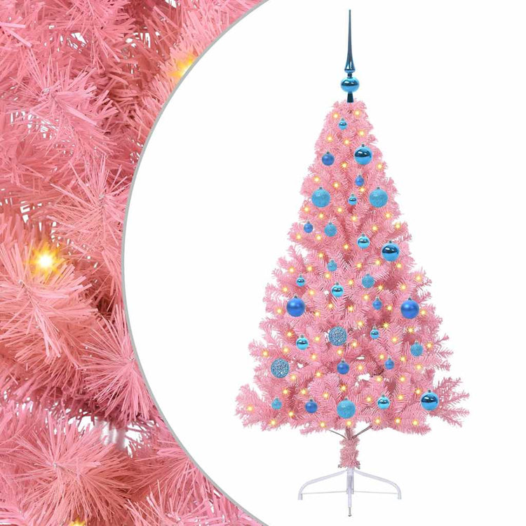VidaXL künstlicher, beleuchteter Weihnachtsbaum mit 150 LEDs, rosa, 150 cm PVC