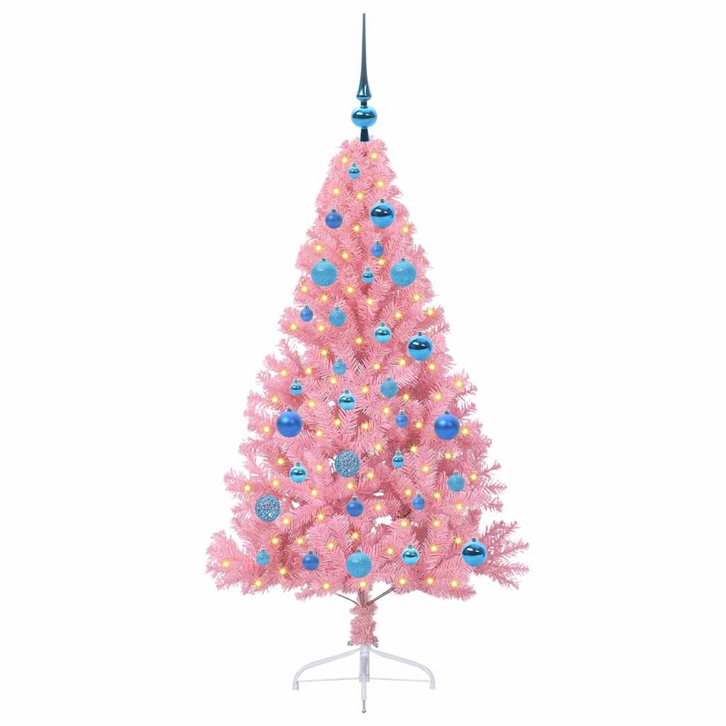 VidaXL künstlicher, beleuchteter Weihnachtsbaum mit 150 LEDs, rosa, 150 cm PVC