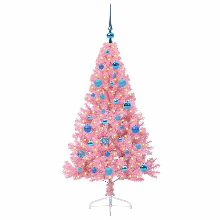 VidaXL künstlicher, beleuchteter Weihnachtsbaum mit 150 LEDs, rosa, 150 cm PVC