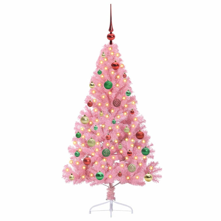 VidaXL künstlicher, beleuchteter Weihnachtsbaum mit 150 LEDs, rosa, 150 cm PVC
