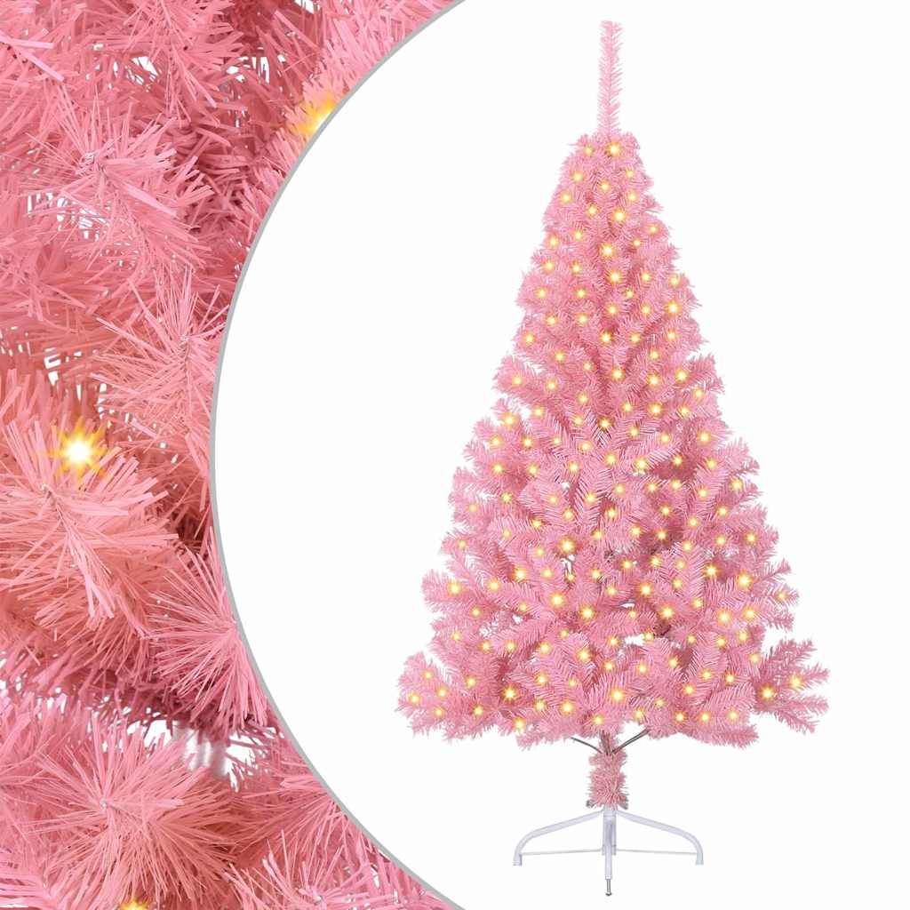 VidaXL künstlicher, beleuchteter Weihnachtsbaum mit 300 LEDs, rosa, 180 cm, PVC