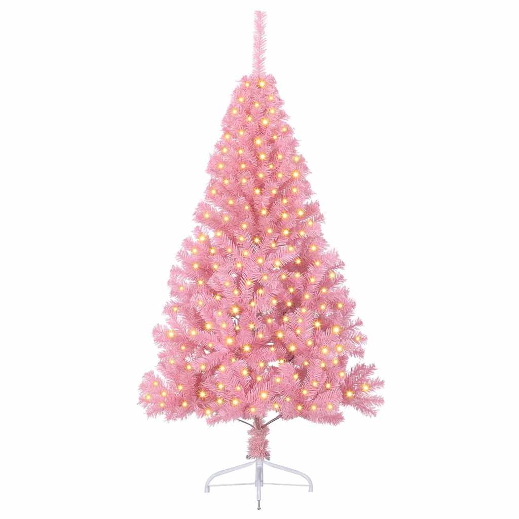 VidaXL künstlicher, beleuchteter Weihnachtsbaum mit 300 LEDs, rosa, 180 cm, PVC