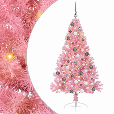 VidaXL künstlicher, beleuchteter Weihnachtsbaum mit 300 LEDs, rosa, 180 cm, PVC