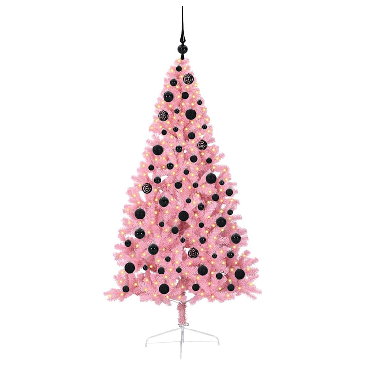VidaXL künstlicher, beleuchteter Weihnachtsbaum mit 300 LEDs, rosa, 180 cm, PVC