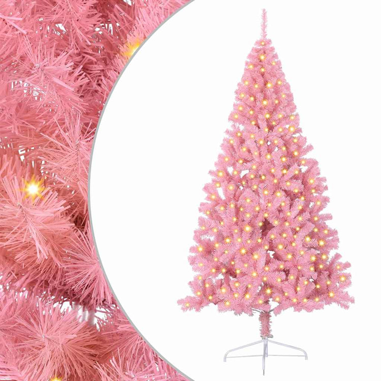VidaXL künstlicher, beleuchteter Weihnachtsbaum mit 300 LEDs, rosa, 240 cm, PVC
