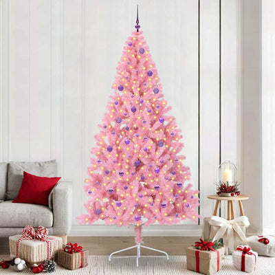 VidaXL künstlicher, beleuchteter Weihnachtsbaum mit 300 LEDs, rosa, 240 cm, PVC