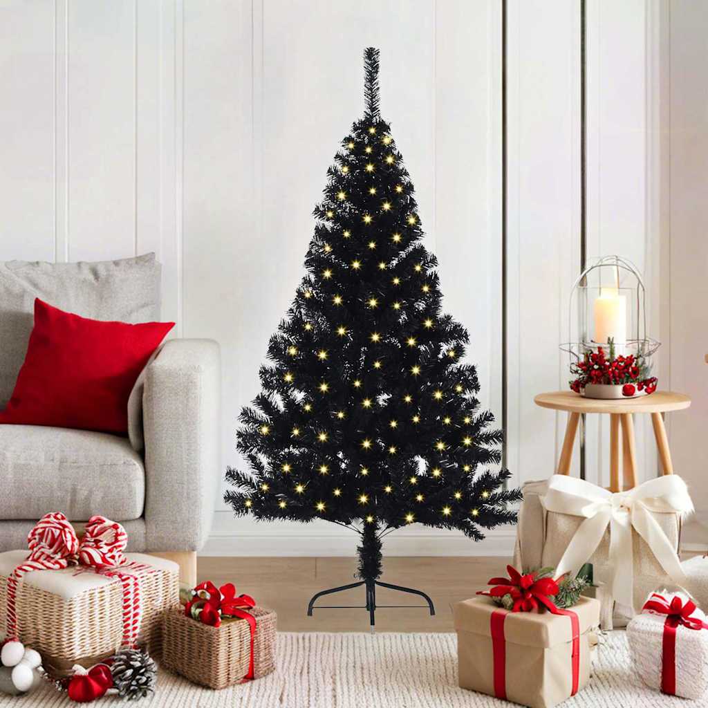 Vidaxx künstlicher, beleuchteter Weihnachtsbaum mit 150 LEDs, schwarz, 120 cm PVC