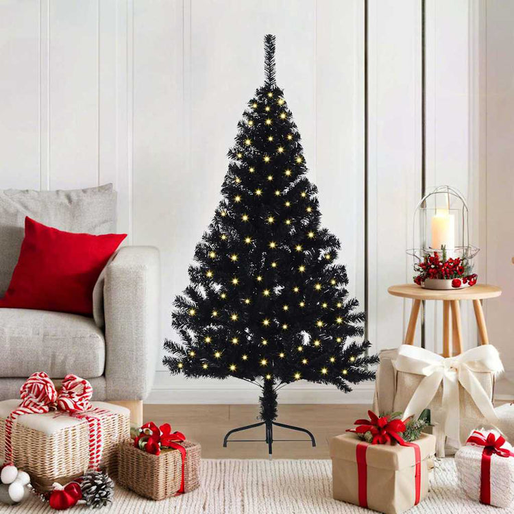 Vidaxx künstlicher, beleuchteter Weihnachtsbaum mit 150 LEDs, schwarz, 120 cm PVC