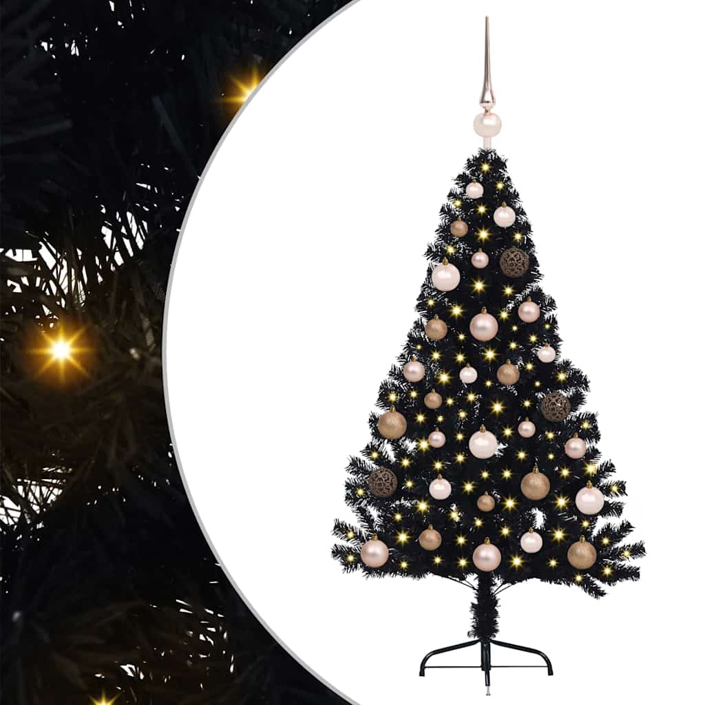 Vidaxx künstlicher, beleuchteter Weihnachtsbaum mit 150 LEDs, schwarz, 120 cm PVC
