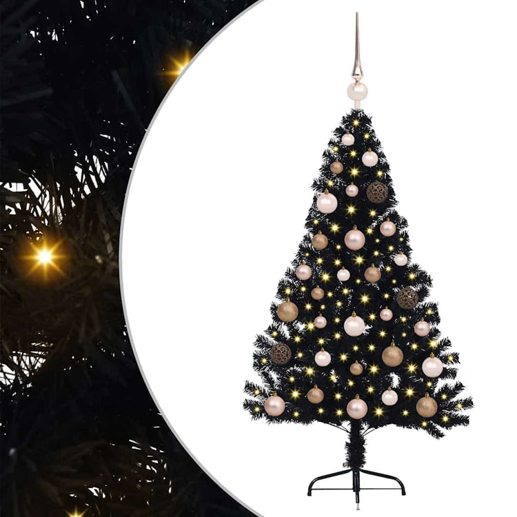 Vidaxx künstlicher, beleuchteter Weihnachtsbaum mit 150 LEDs, schwarz, 120 cm PVC