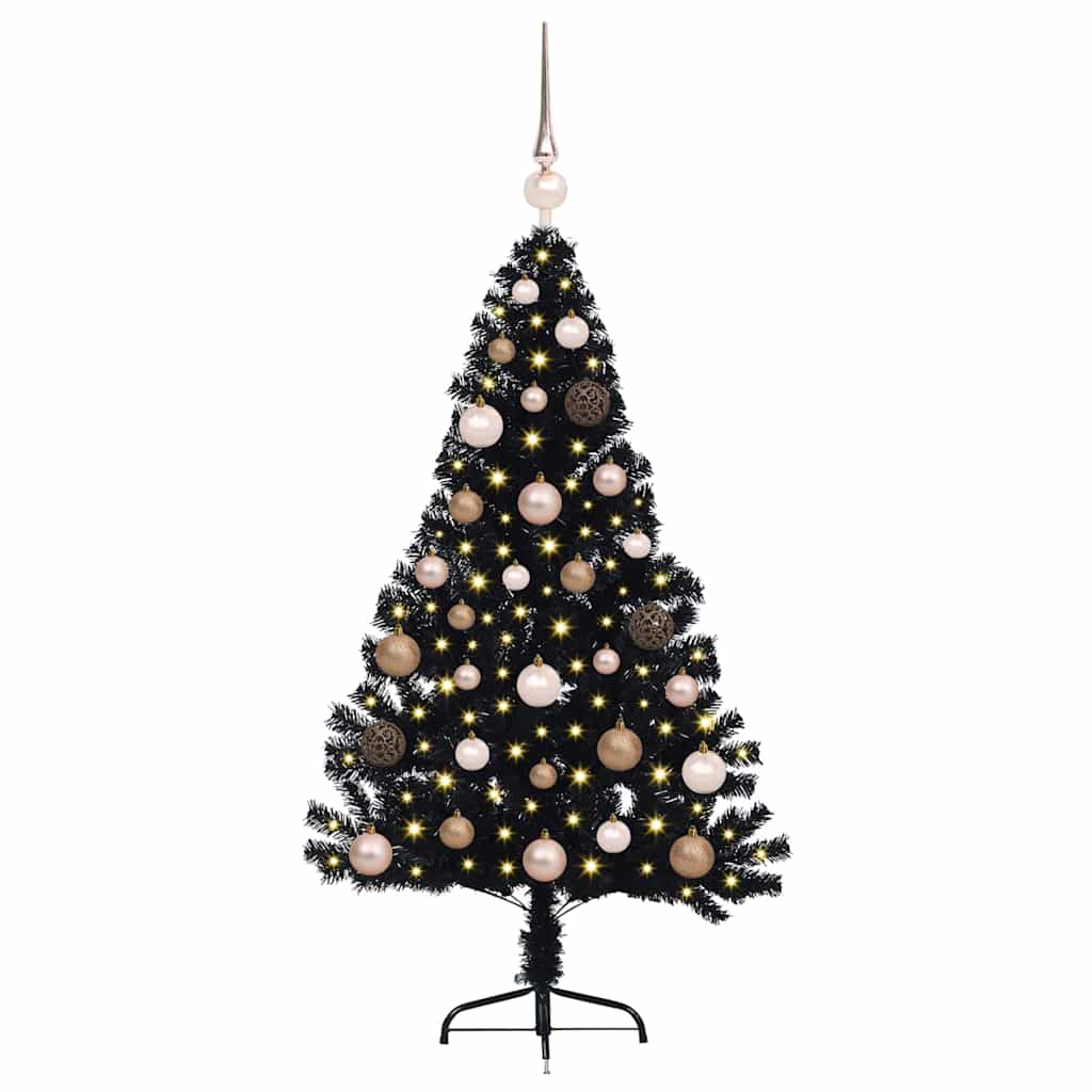 Vidaxx künstlicher, beleuchteter Weihnachtsbaum mit 150 LEDs, schwarz, 120 cm PVC