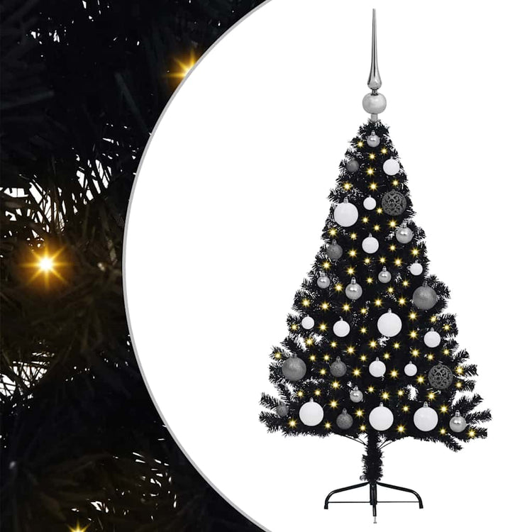 Vidaxx künstlicher, beleuchteter Weihnachtsbaum mit 150 LEDs, schwarz, 120 cm PVC