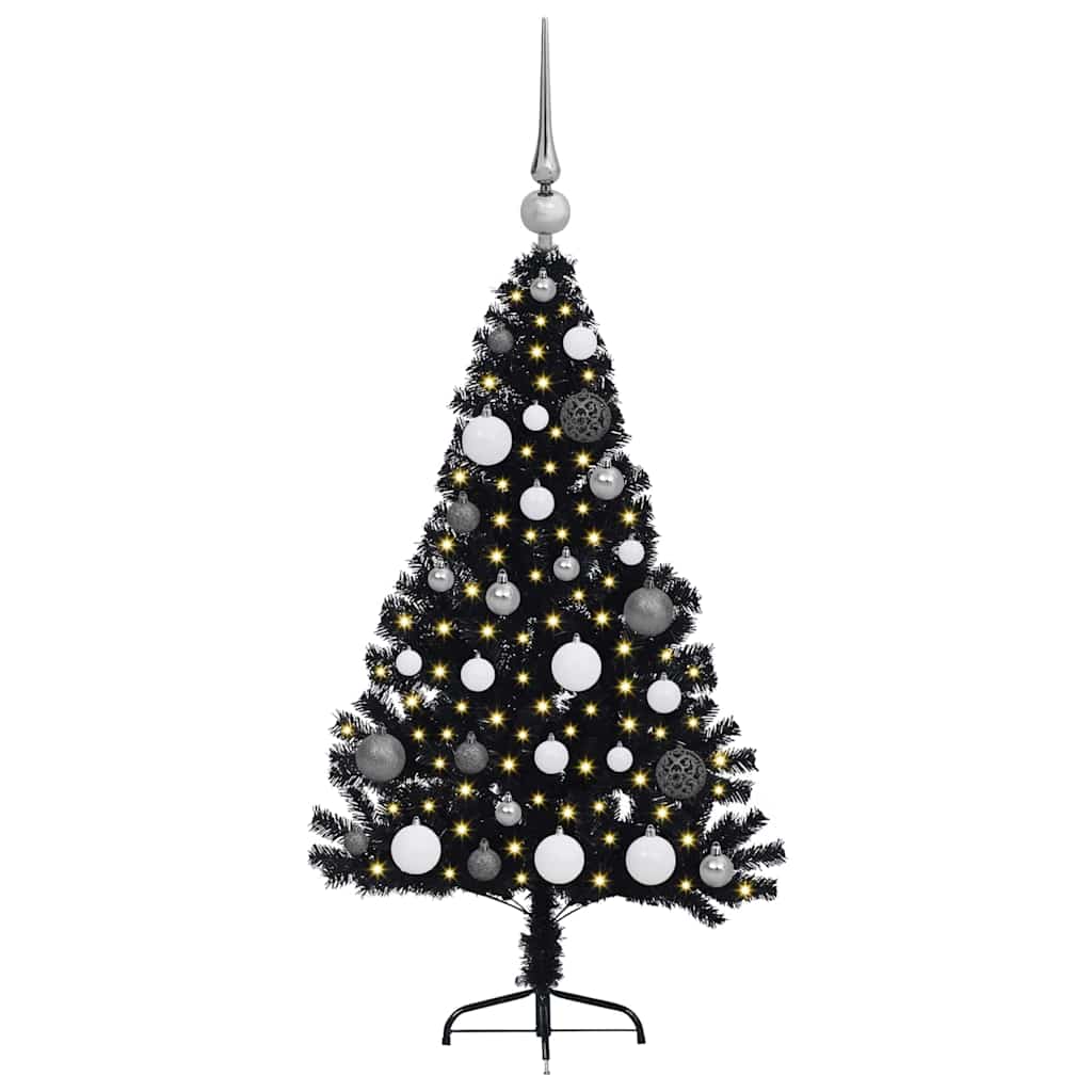 Vidaxx künstlicher, beleuchteter Weihnachtsbaum mit 150 LEDs, schwarz, 120 cm PVC