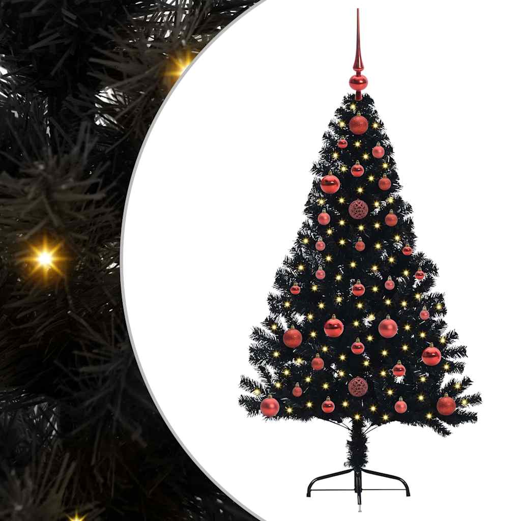 Vidaxx künstlicher, beleuchteter Weihnachtsbaum mit 150 LEDs, schwarz, 120 cm PVC