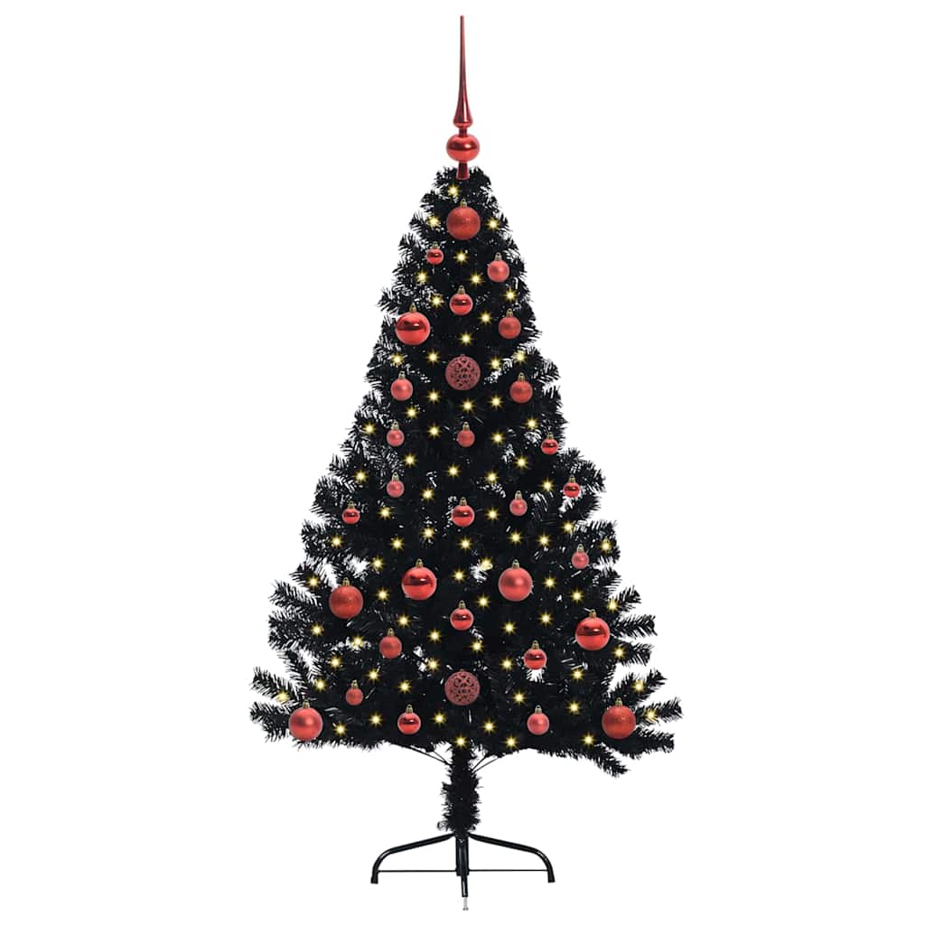 Vidaxx künstlicher, beleuchteter Weihnachtsbaum mit 150 LEDs, schwarz, 120 cm PVC