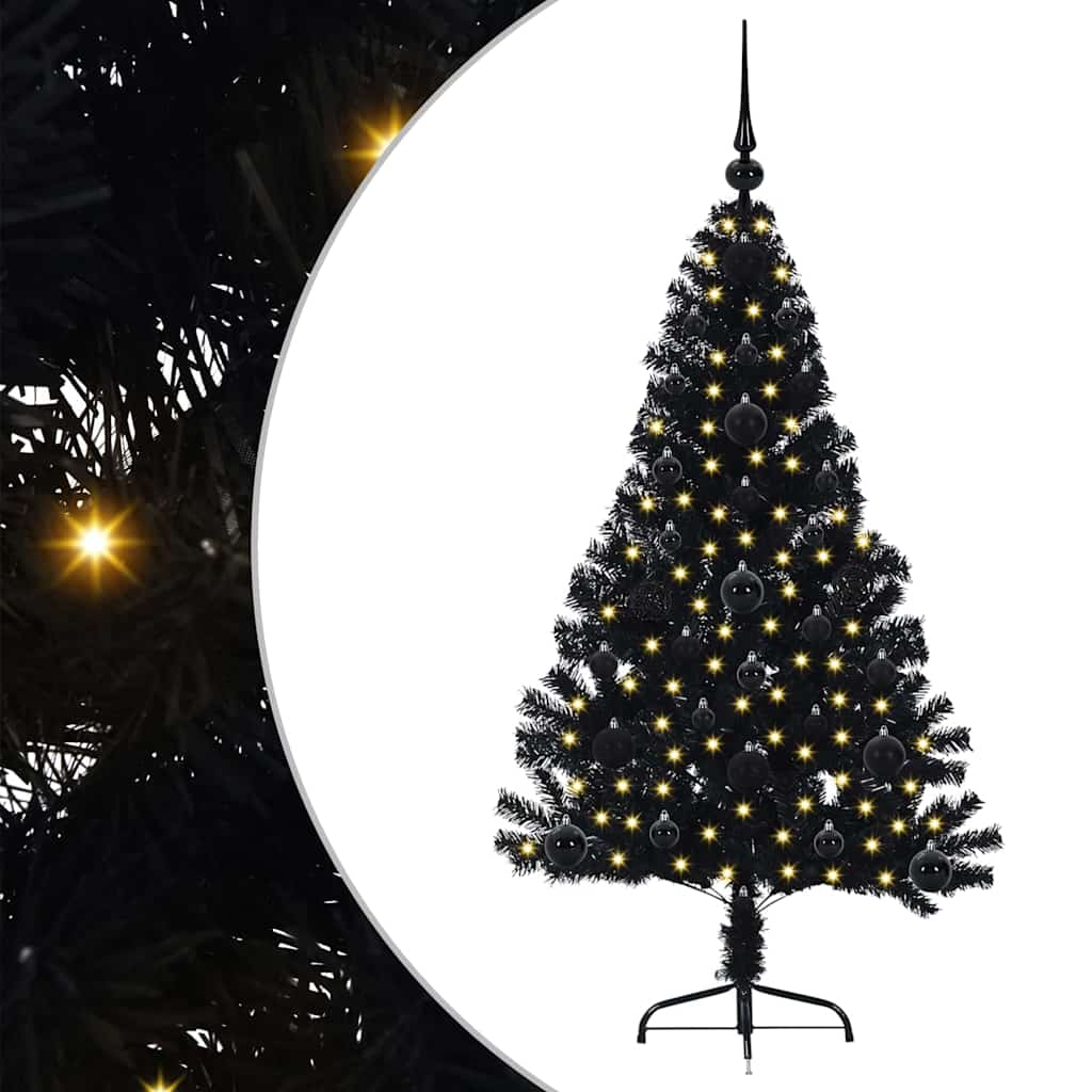 Vidaxx künstlicher, beleuchteter Weihnachtsbaum mit 150 LEDs, schwarz, 120 cm PVC