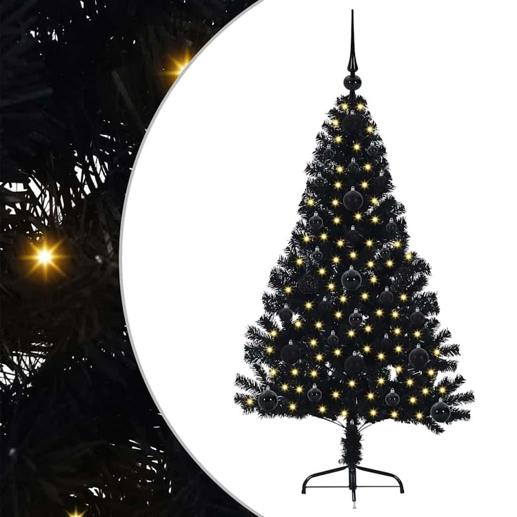 Vidaxx künstlicher, beleuchteter Weihnachtsbaum mit 150 LEDs, schwarz, 120 cm PVC