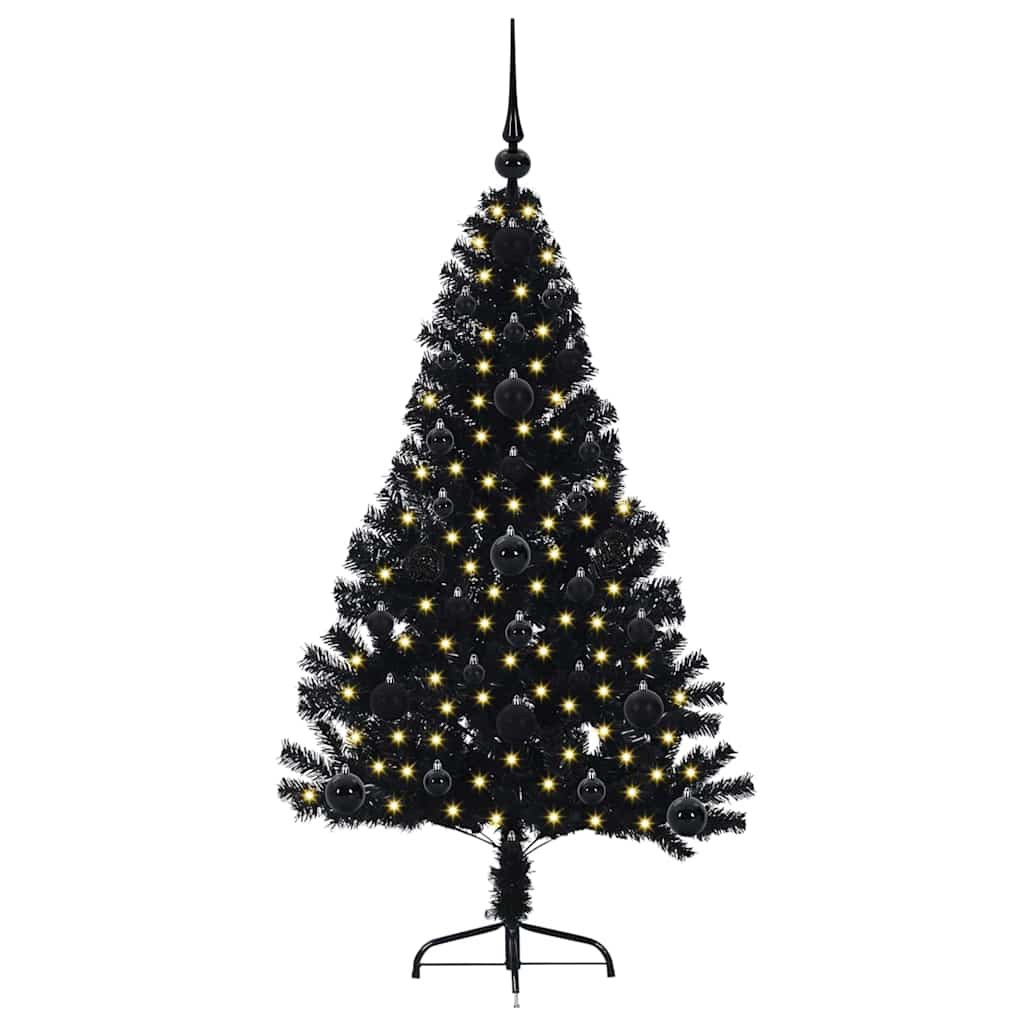 Vidaxx künstlicher, beleuchteter Weihnachtsbaum mit 150 LEDs, schwarz, 120 cm PVC