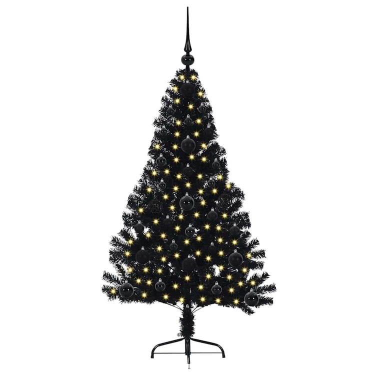 Vidaxx künstlicher, beleuchteter Weihnachtsbaum mit 150 LEDs, schwarz, 120 cm PVC
