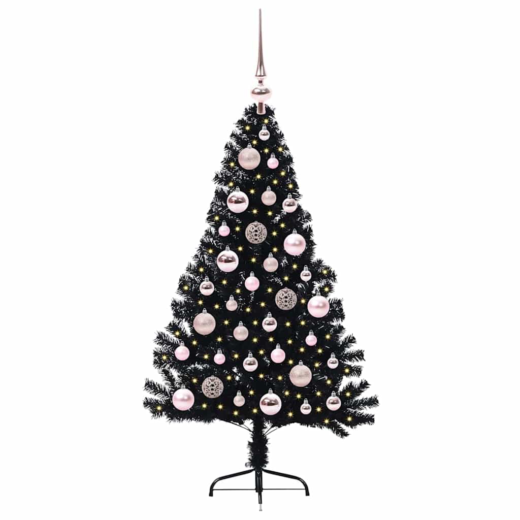Vidaxx künstlicher, beleuchteter Weihnachtsbaum mit 150 LEDs, schwarz, 120 cm PVC