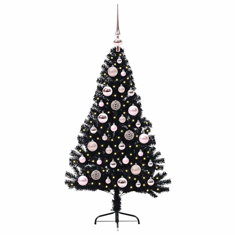 Vidaxx künstlicher, beleuchteter Weihnachtsbaum mit 150 LEDs, schwarz, 120 cm PVC