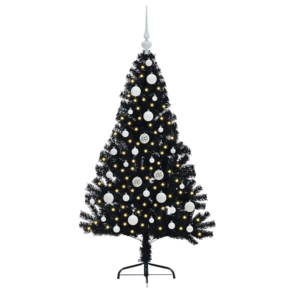 Vidaxx künstlicher, beleuchteter Weihnachtsbaum mit 150 LEDs, schwarz, 120 cm PVC