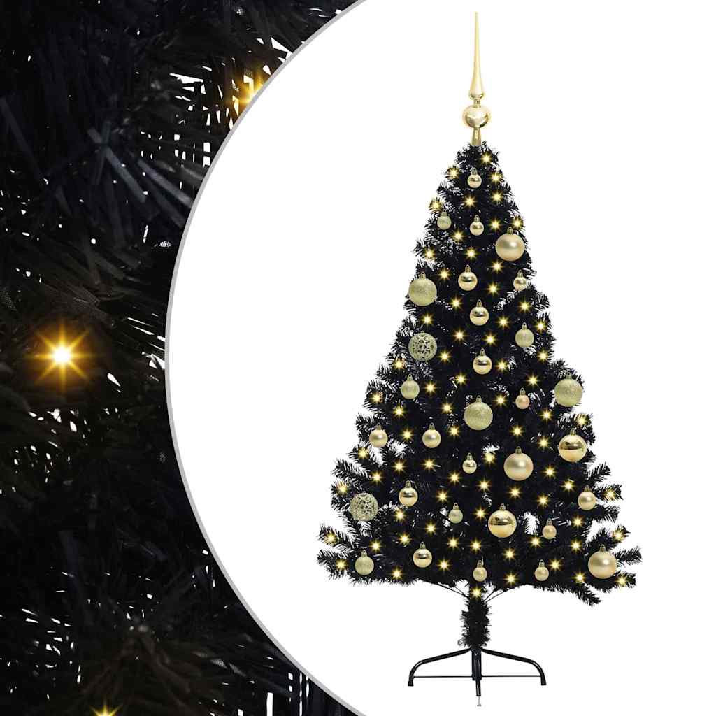 Vidaxx künstlicher, beleuchteter Weihnachtsbaum mit 150 LEDs, schwarz, 120 cm PVC