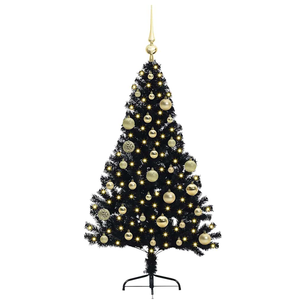 Vidaxx künstlicher, beleuchteter Weihnachtsbaum mit 150 LEDs, schwarz, 120 cm PVC
