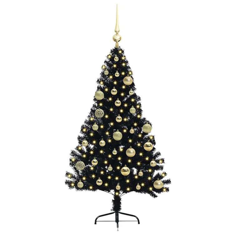 Vidaxx künstlicher, beleuchteter Weihnachtsbaum mit 150 LEDs, schwarz, 120 cm PVC