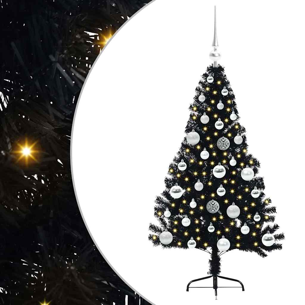 Vidaxx künstlicher, beleuchteter Weihnachtsbaum mit 150 LEDs, schwarz, 120 cm PVC
