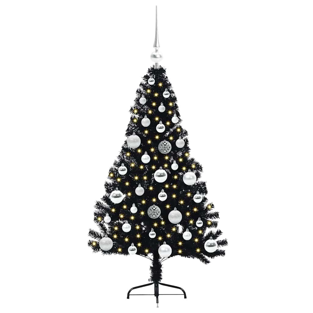 Vidaxx künstlicher, beleuchteter Weihnachtsbaum mit 150 LEDs, schwarz, 120 cm PVC