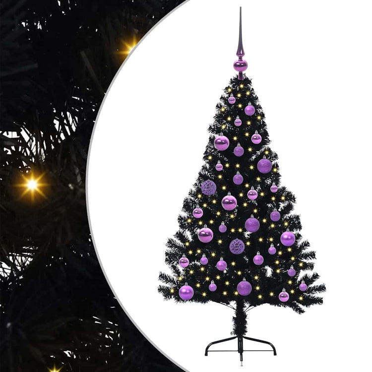 Vidaxx künstlicher, beleuchteter Weihnachtsbaum mit 150 LEDs, schwarz, 120 cm PVC