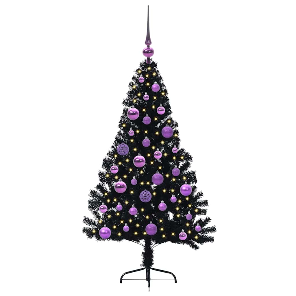 Vidaxx künstlicher, beleuchteter Weihnachtsbaum mit 150 LEDs, schwarz, 120 cm PVC