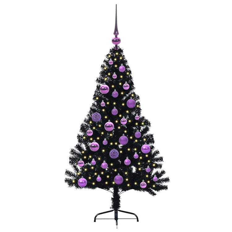 Vidaxx künstlicher, beleuchteter Weihnachtsbaum mit 150 LEDs, schwarz, 120 cm PVC