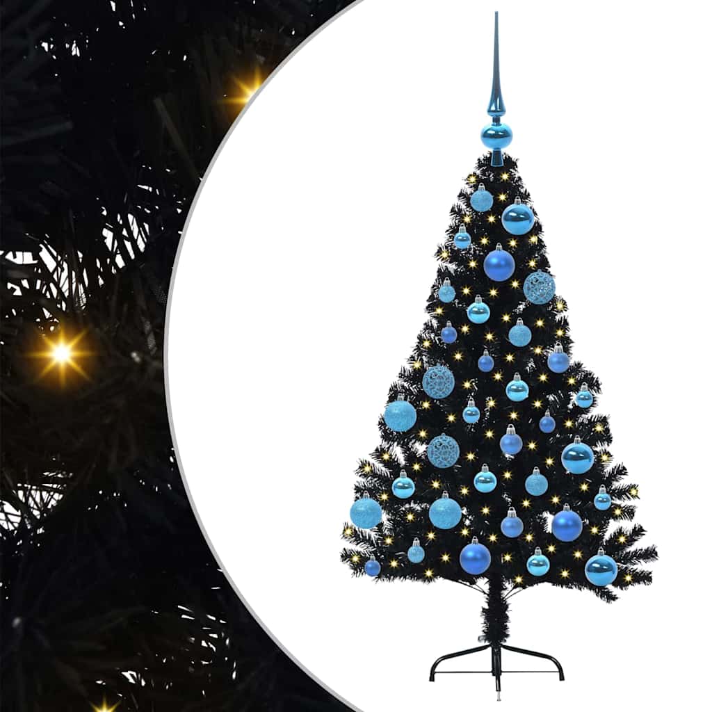 Vidaxx künstlicher, beleuchteter Weihnachtsbaum mit 150 LEDs, schwarz, 120 cm PVC