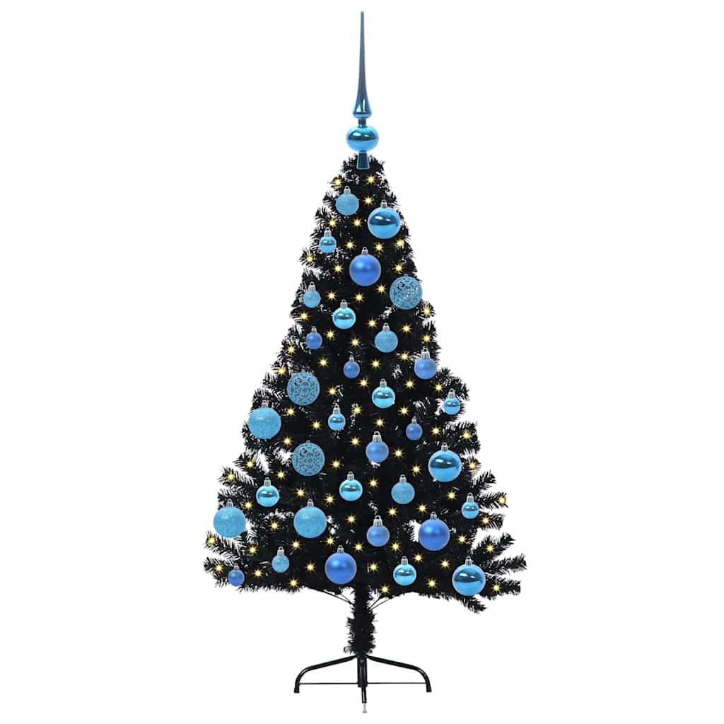 Vidaxx künstlicher, beleuchteter Weihnachtsbaum mit 150 LEDs, schwarz, 120 cm PVC