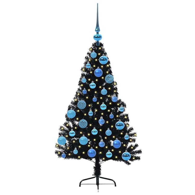 Vidaxx künstlicher, beleuchteter Weihnachtsbaum mit 150 LEDs, schwarz, 120 cm PVC