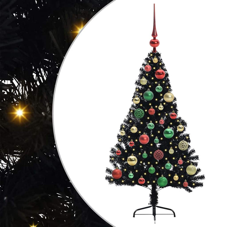 Vidaxx künstlicher, beleuchteter Weihnachtsbaum mit 150 LEDs, schwarz, 120 cm PVC