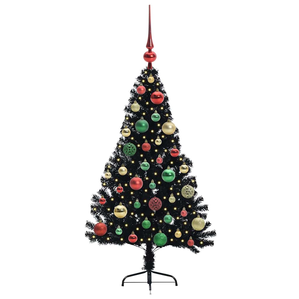Vidaxx künstlicher, beleuchteter Weihnachtsbaum mit 150 LEDs, schwarz, 120 cm PVC