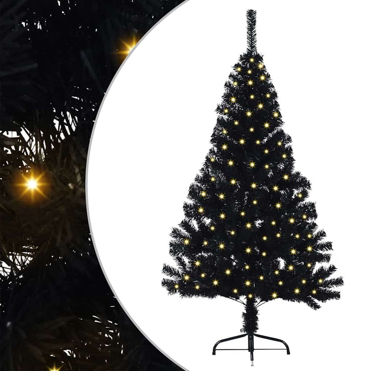 VidaXL künstlicher, beleuchteter Weihnachtsbaum mit 150 LEDs, schwarz, 150 cm PVC